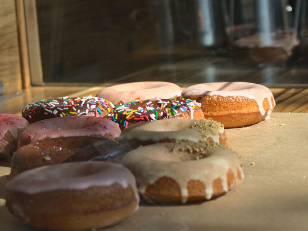 donuts in a bakery