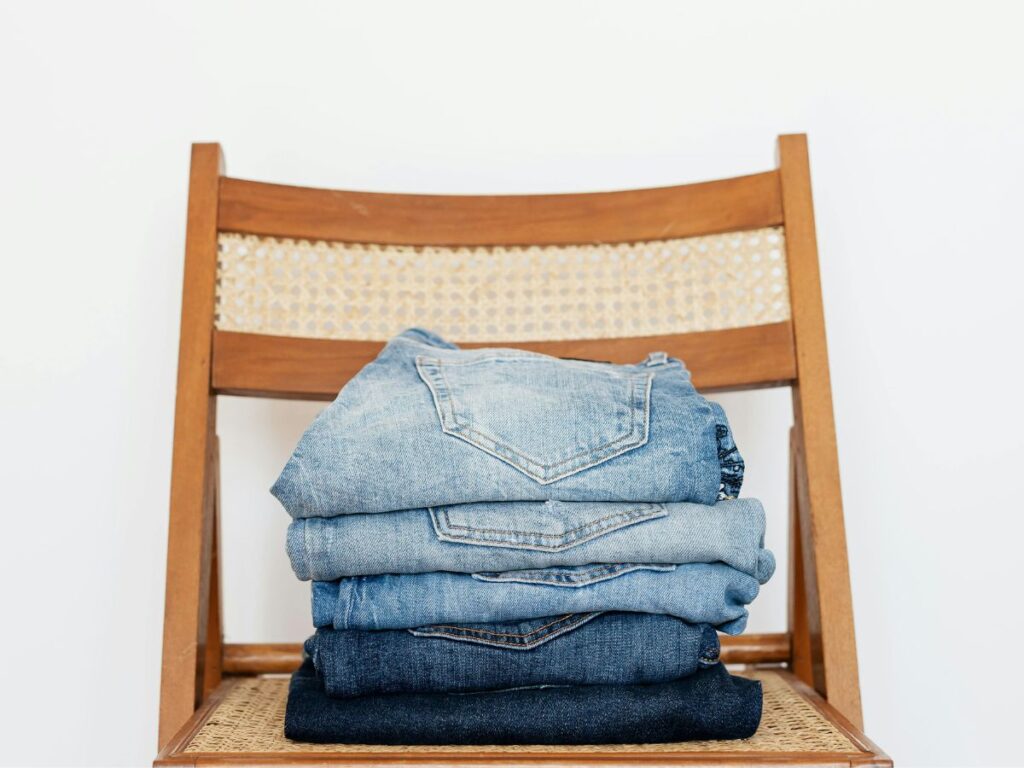 jeans folded on a chair