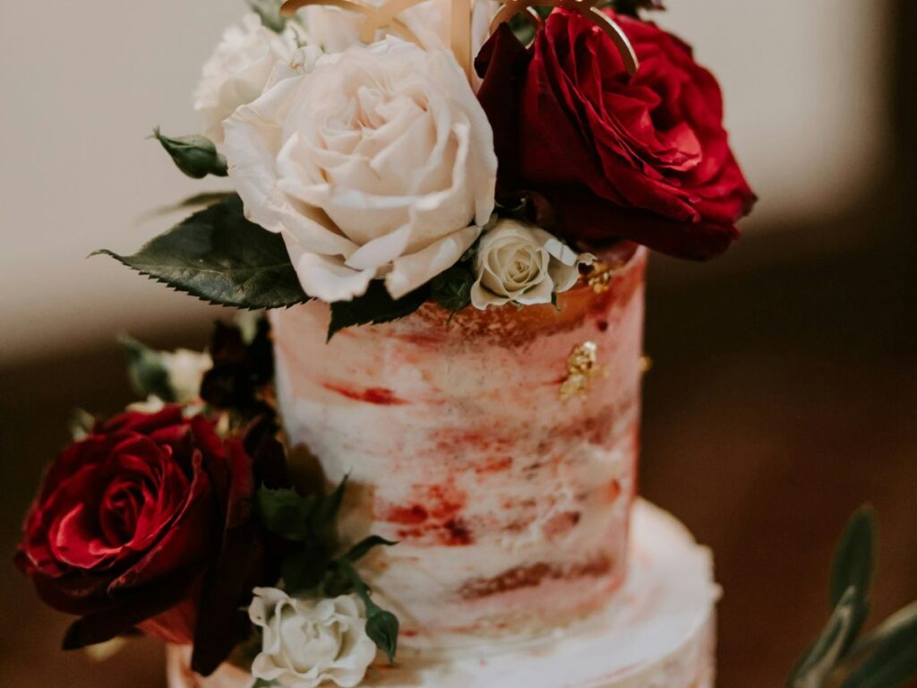 wedding cake with flowers