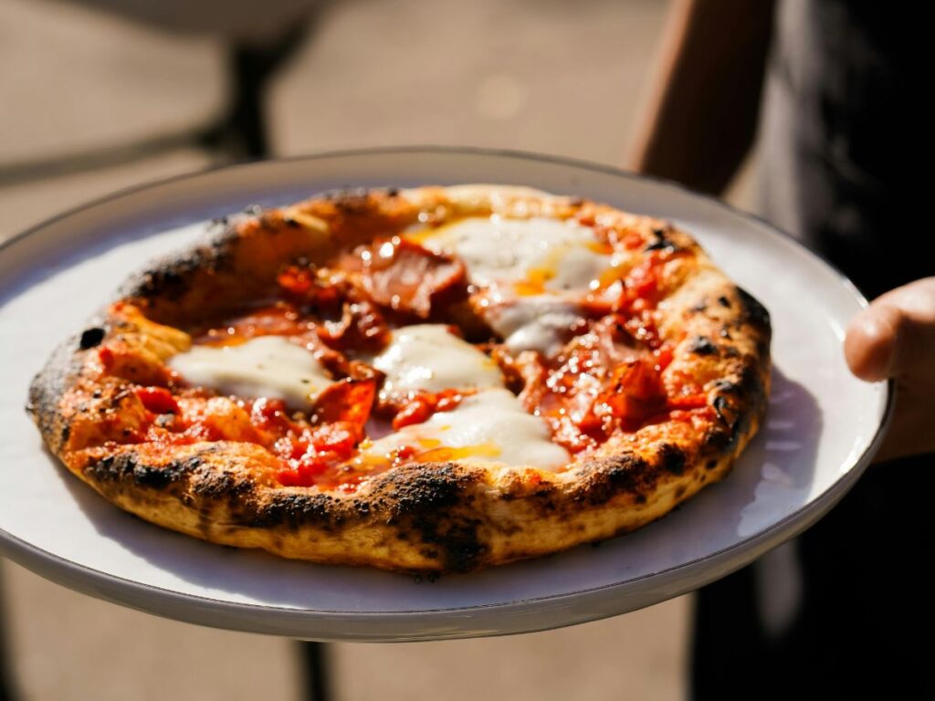 Neapolitan pizza served