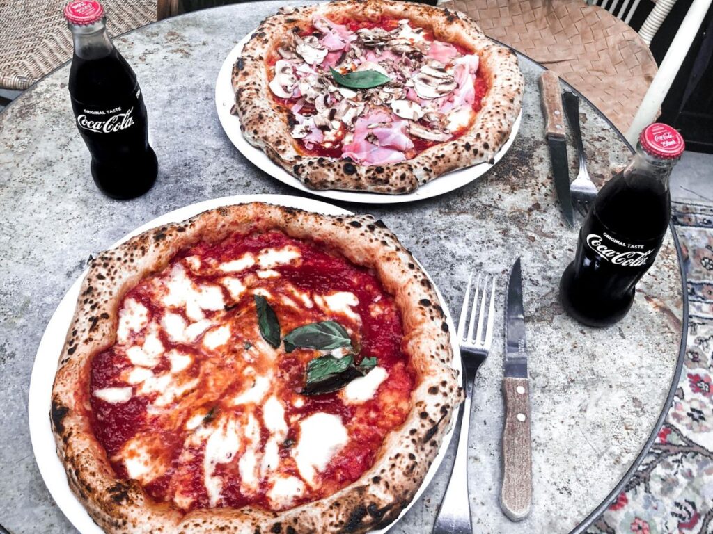 Neapolitan pizza served