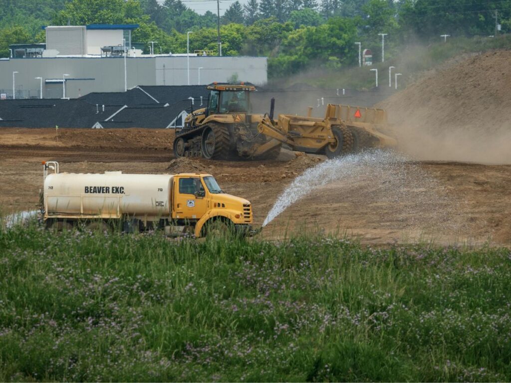 landscape company washing an area