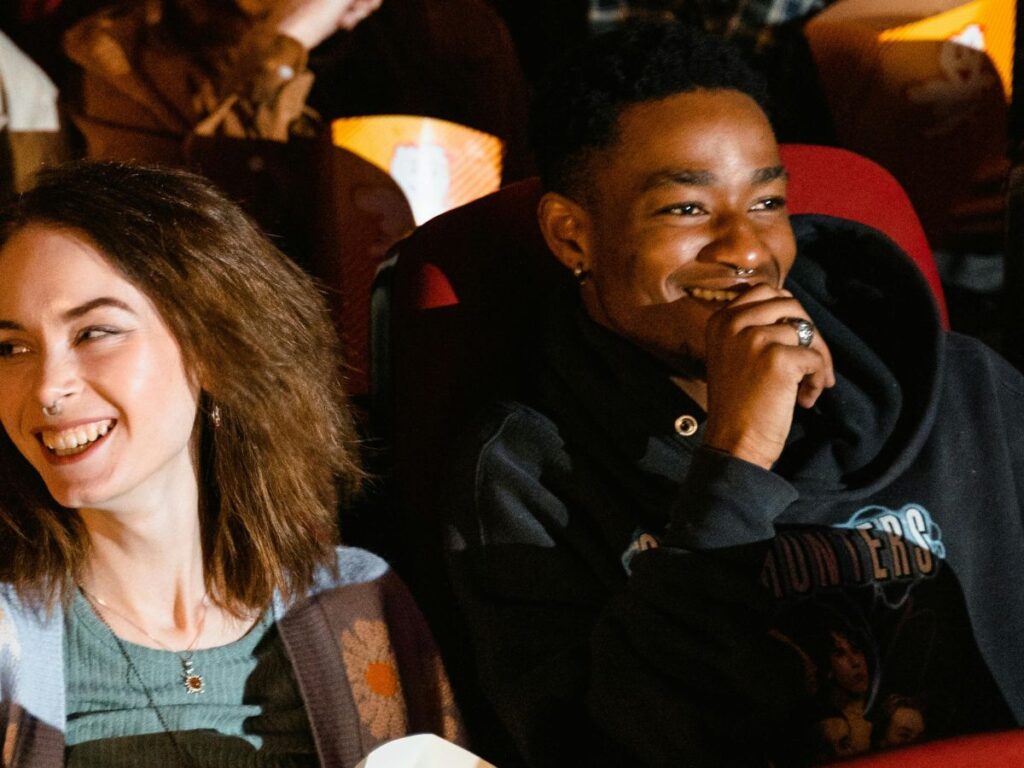 people watching movie in a cinema