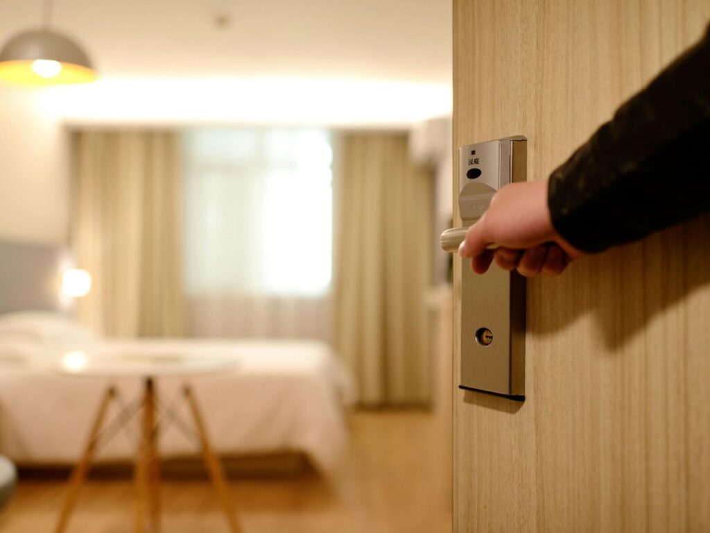 opening hotel room door