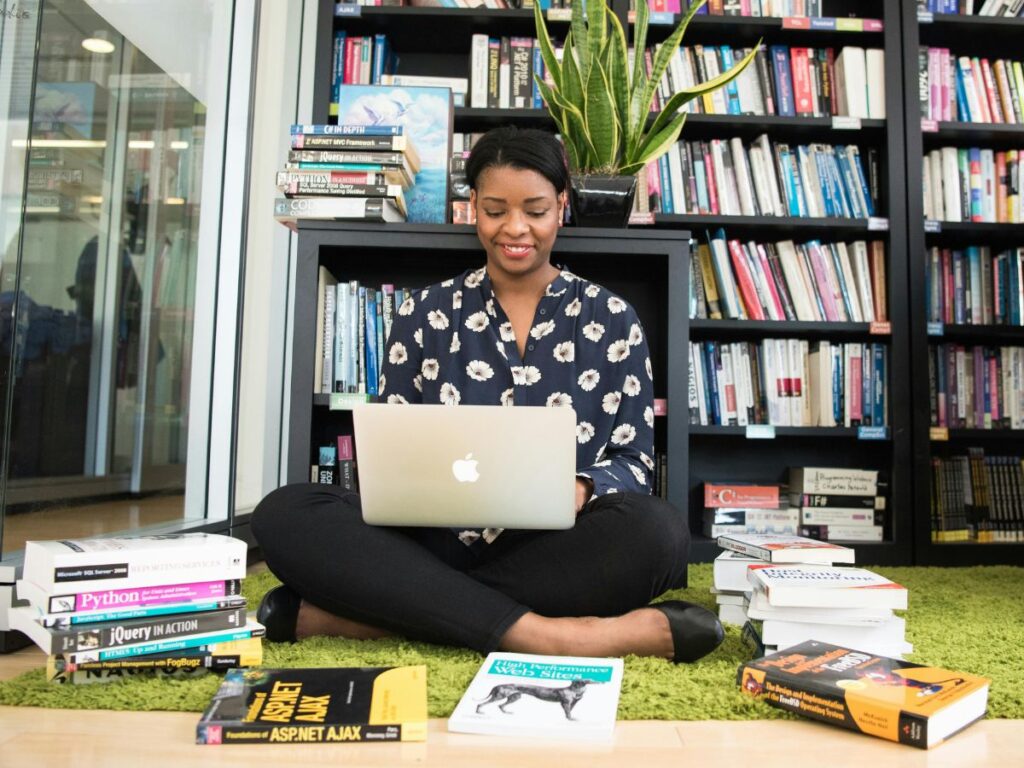 woman working in a library