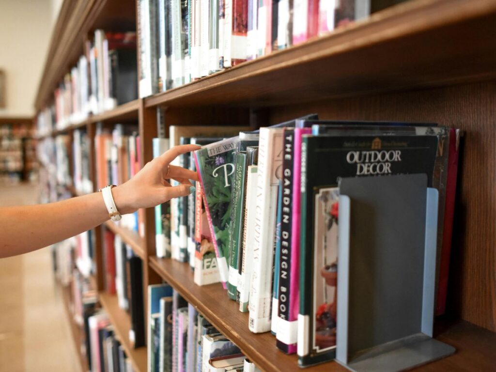 taking book out of a library