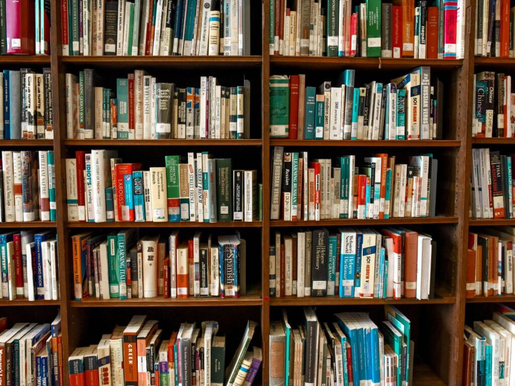 bookshelf in a library