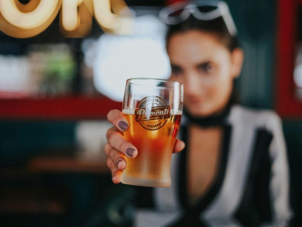 girl having beer