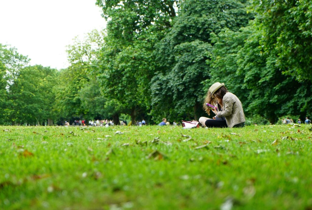 couple sitting in park