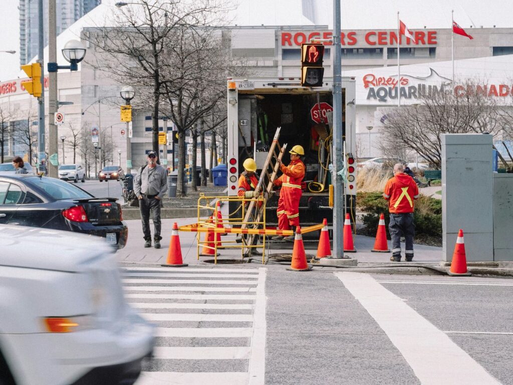 construction workers near Rogers Centre