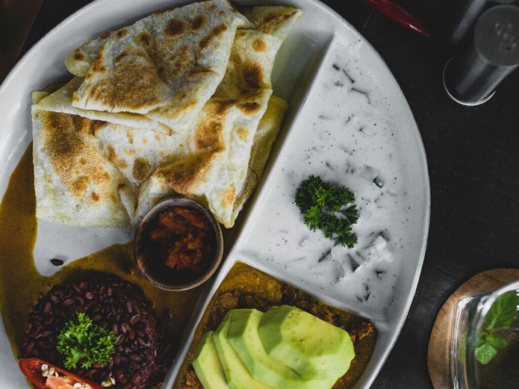 roti with takeout food