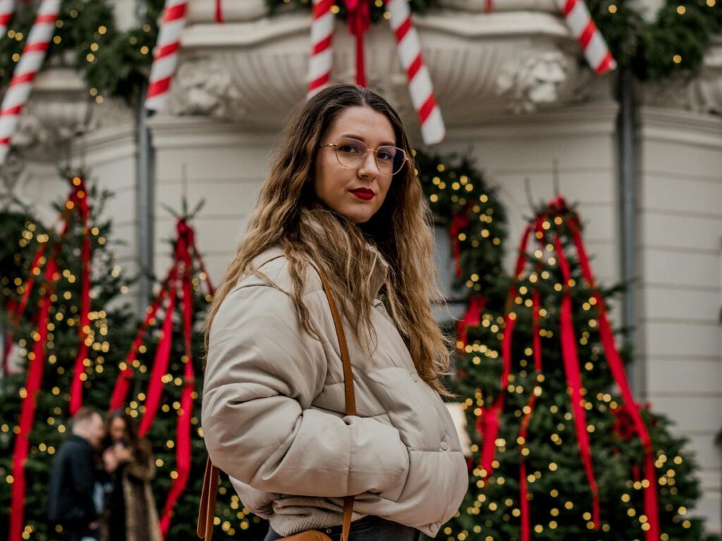 woman on Christmas