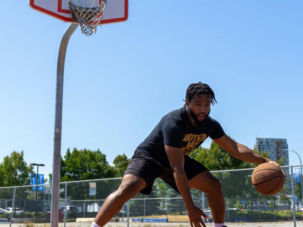 man playing basketball