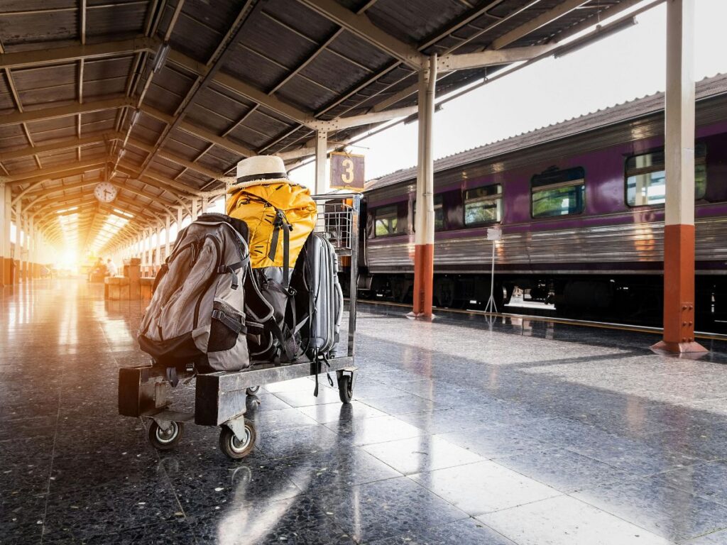 luggage in a transit station