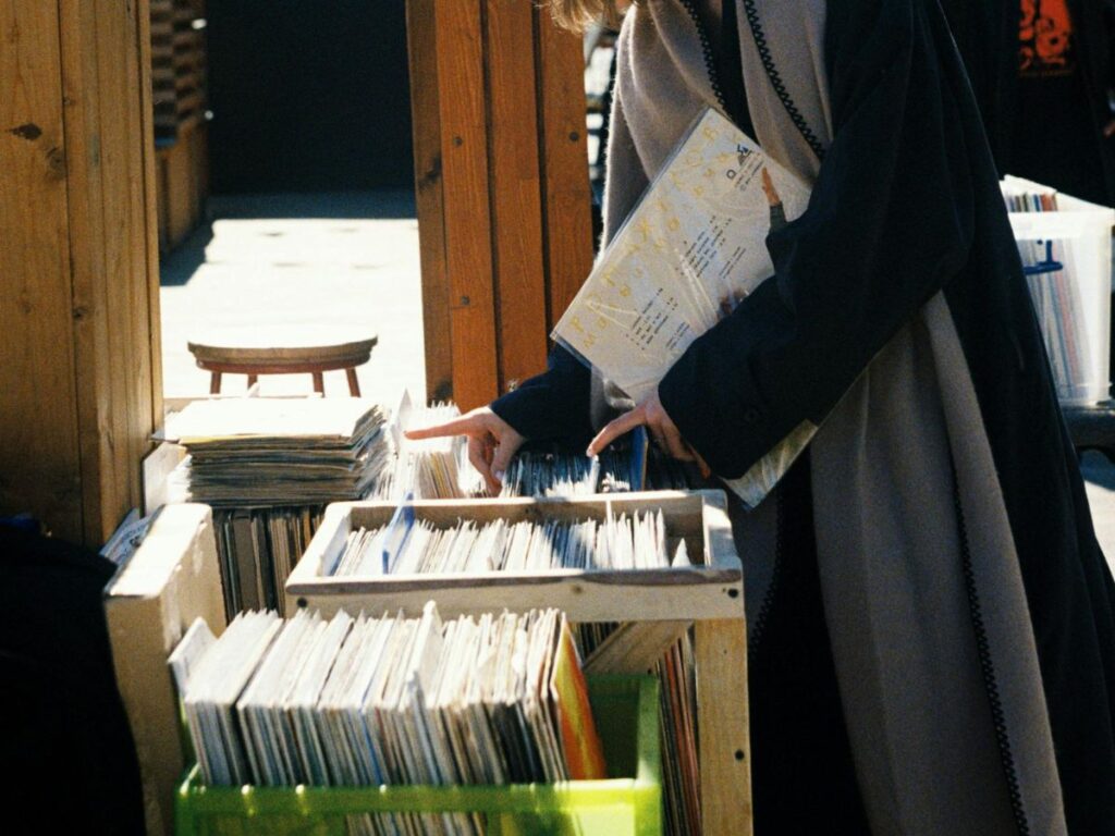 records in a flea market