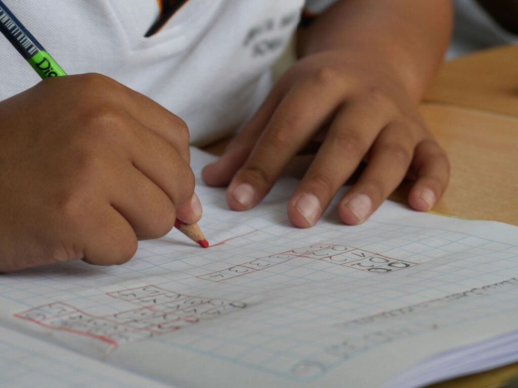 child studying