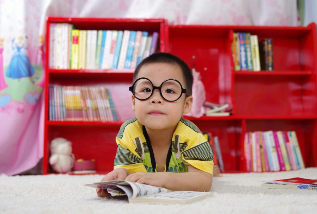 child studying