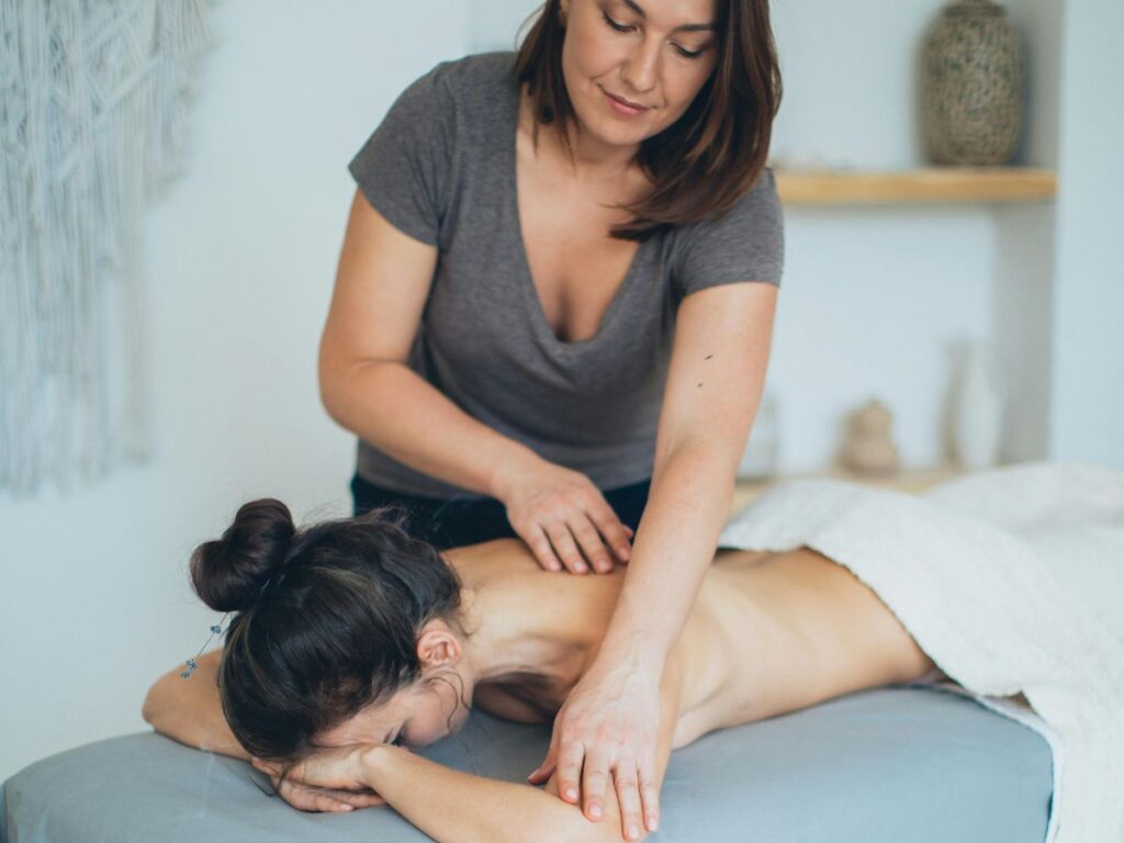 massaging a woman