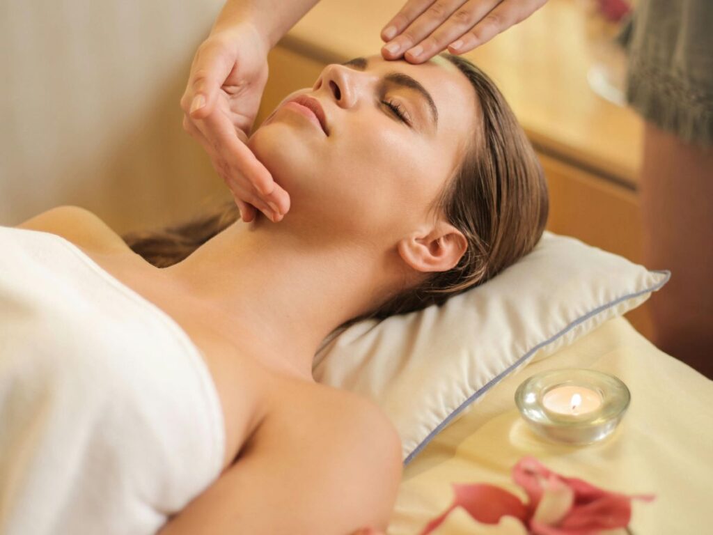 woman getting face massage