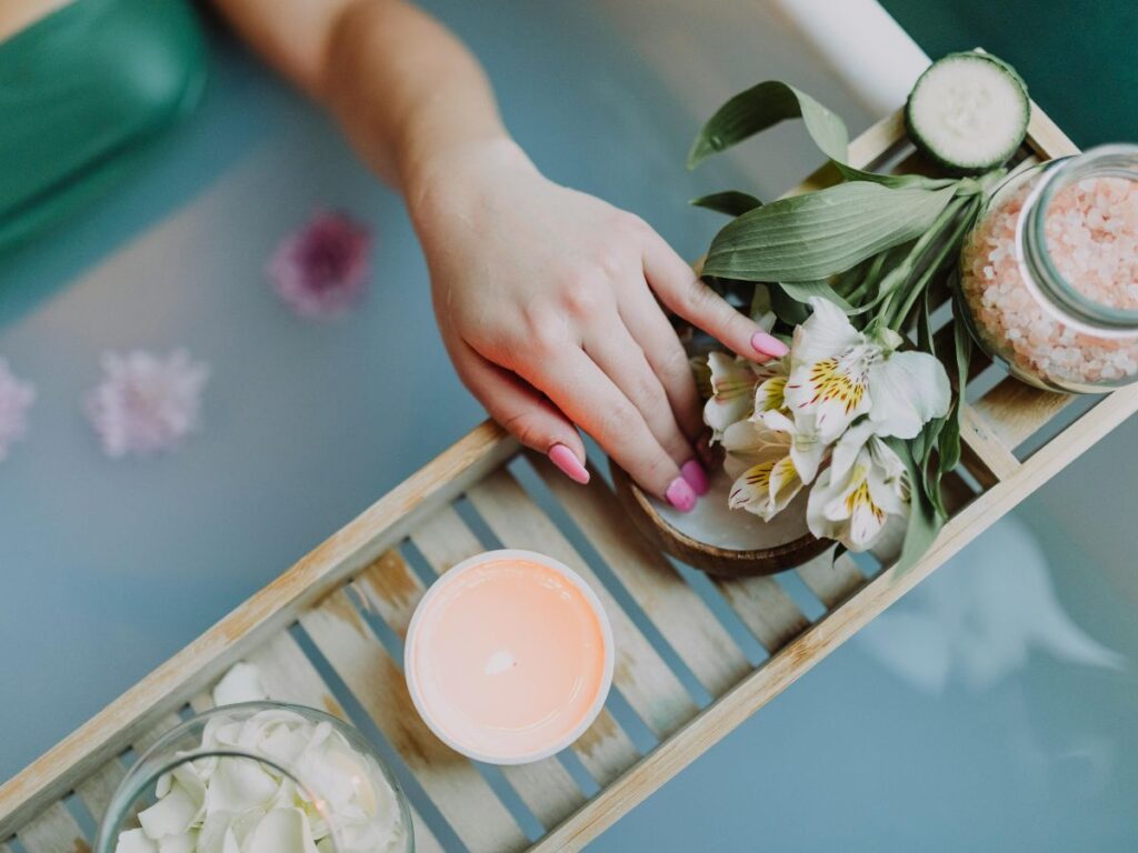 woman taking massage oil