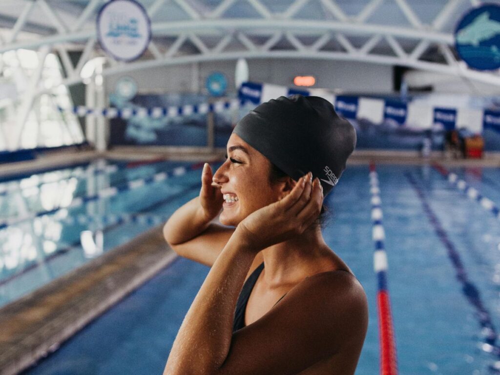 woman athlete about to swim