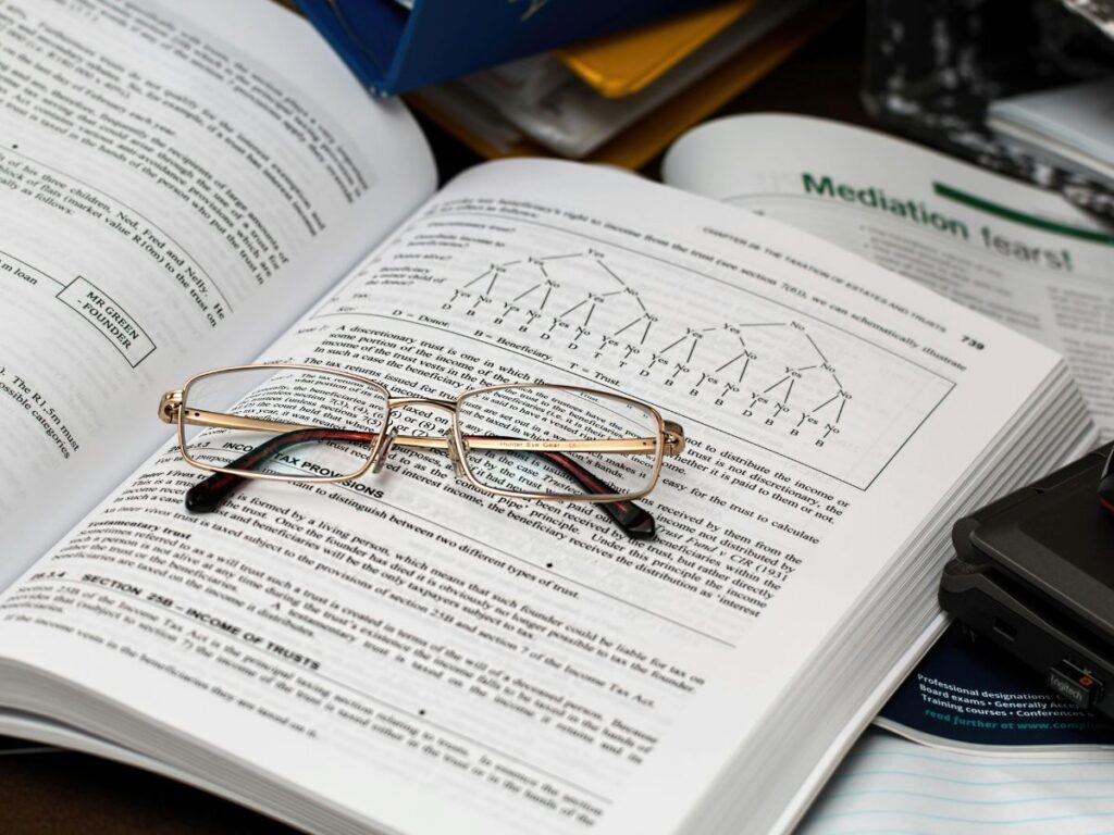 book and glasses