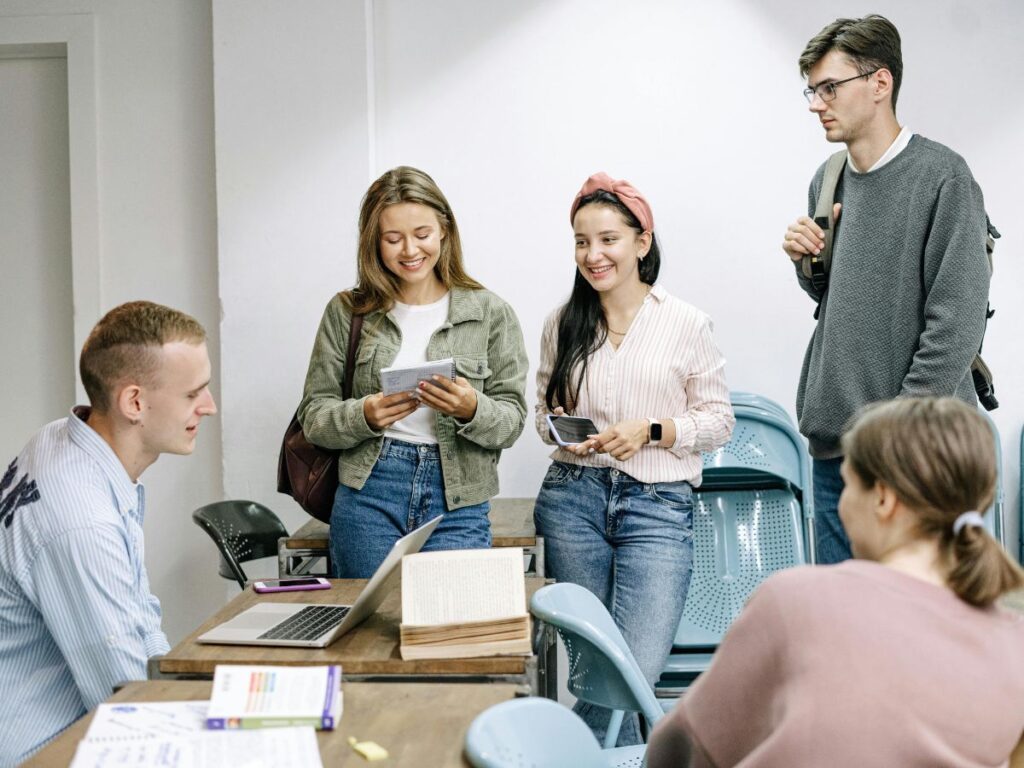 university friends studying together