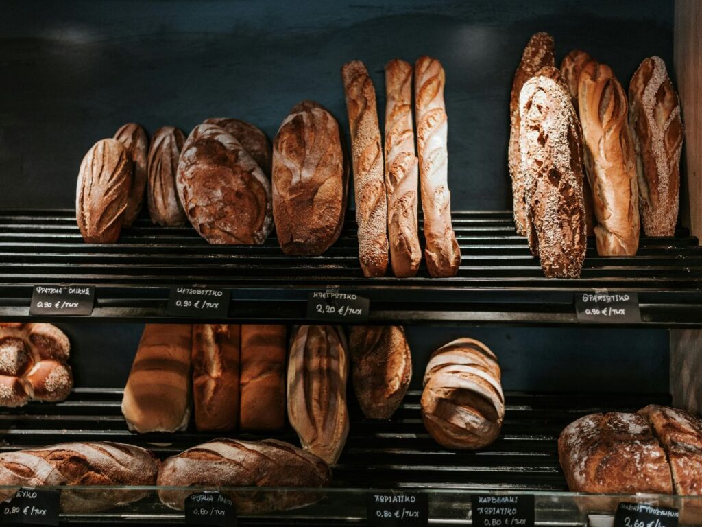 baked bread in cabinet