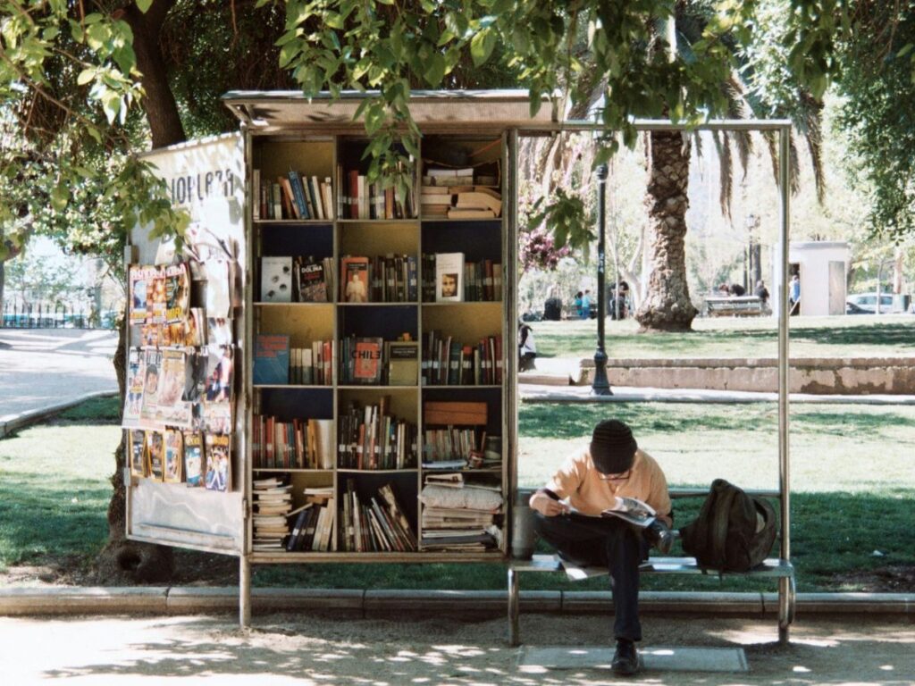 man studying in a park