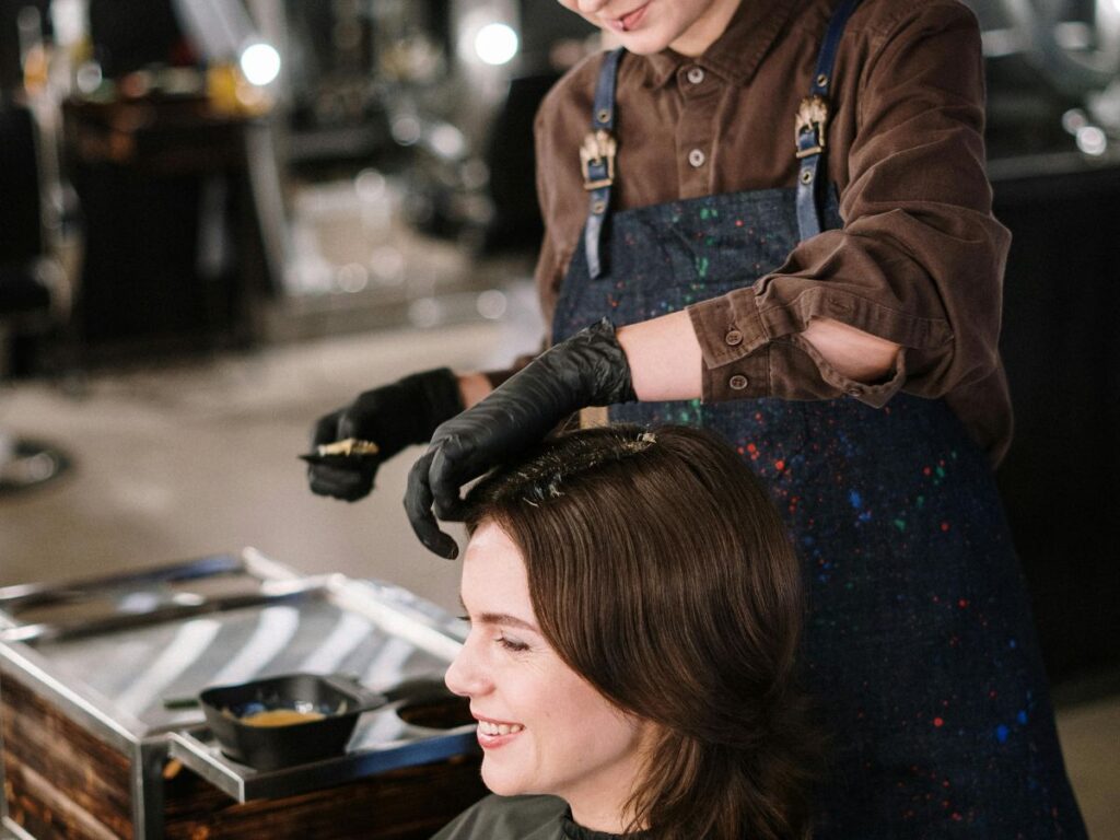 girl getting her hair done