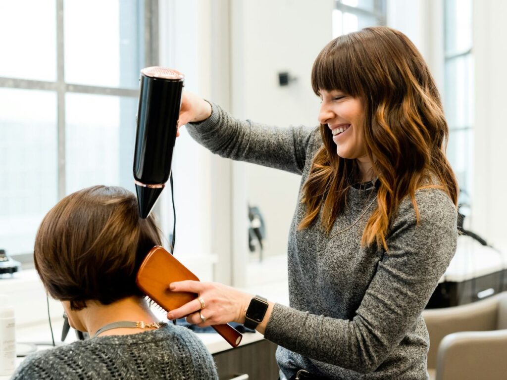 woman setting up a hair