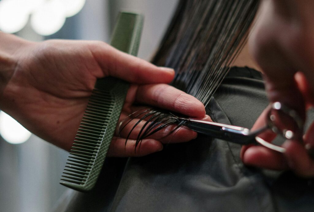 girl getting a haircut