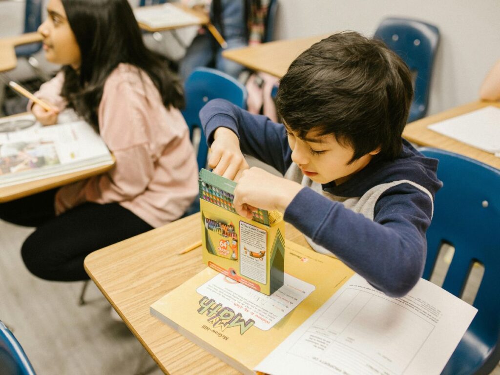 child playing in school