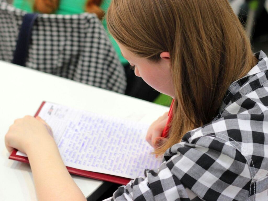 girl doing her work