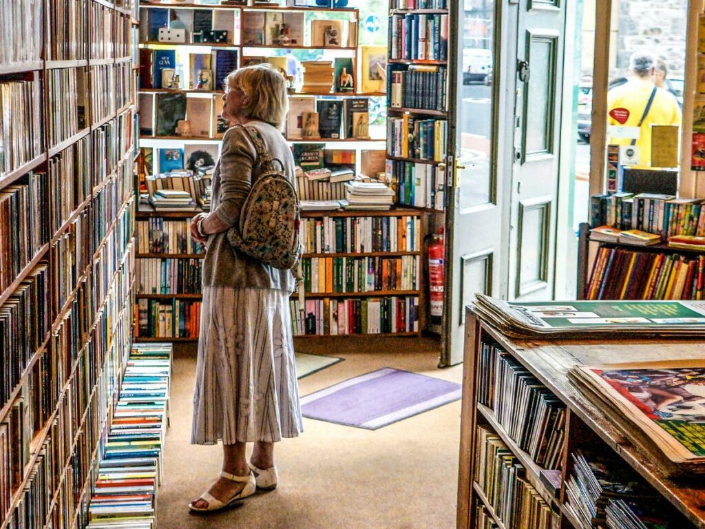 woman in a bookstore