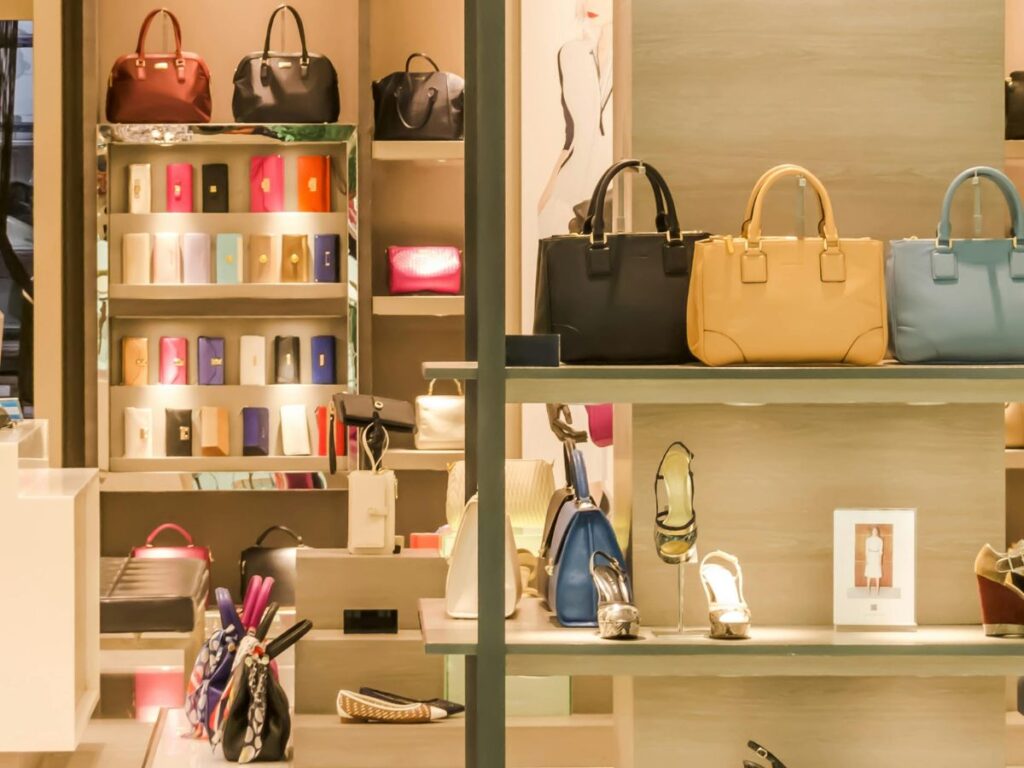 bags and shoes in a shop