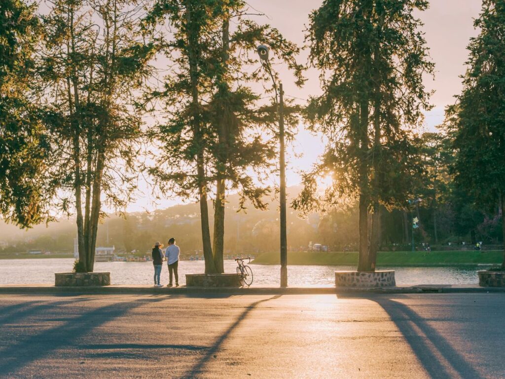 couple standing in a park