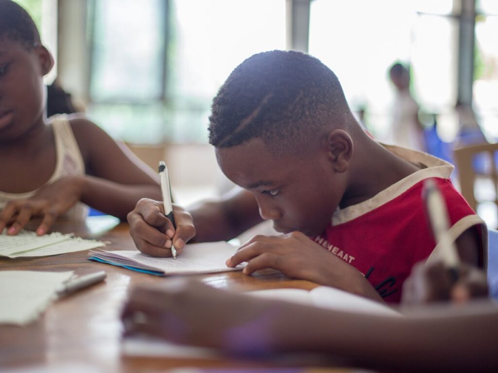 child studying