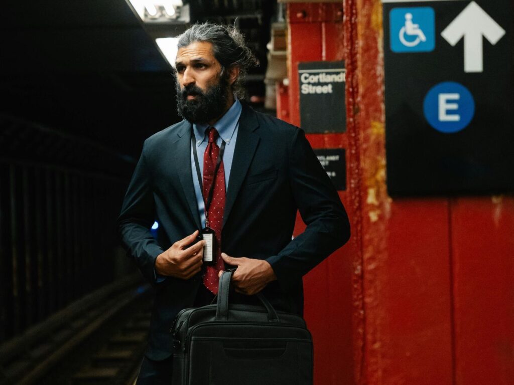 man waiting for train