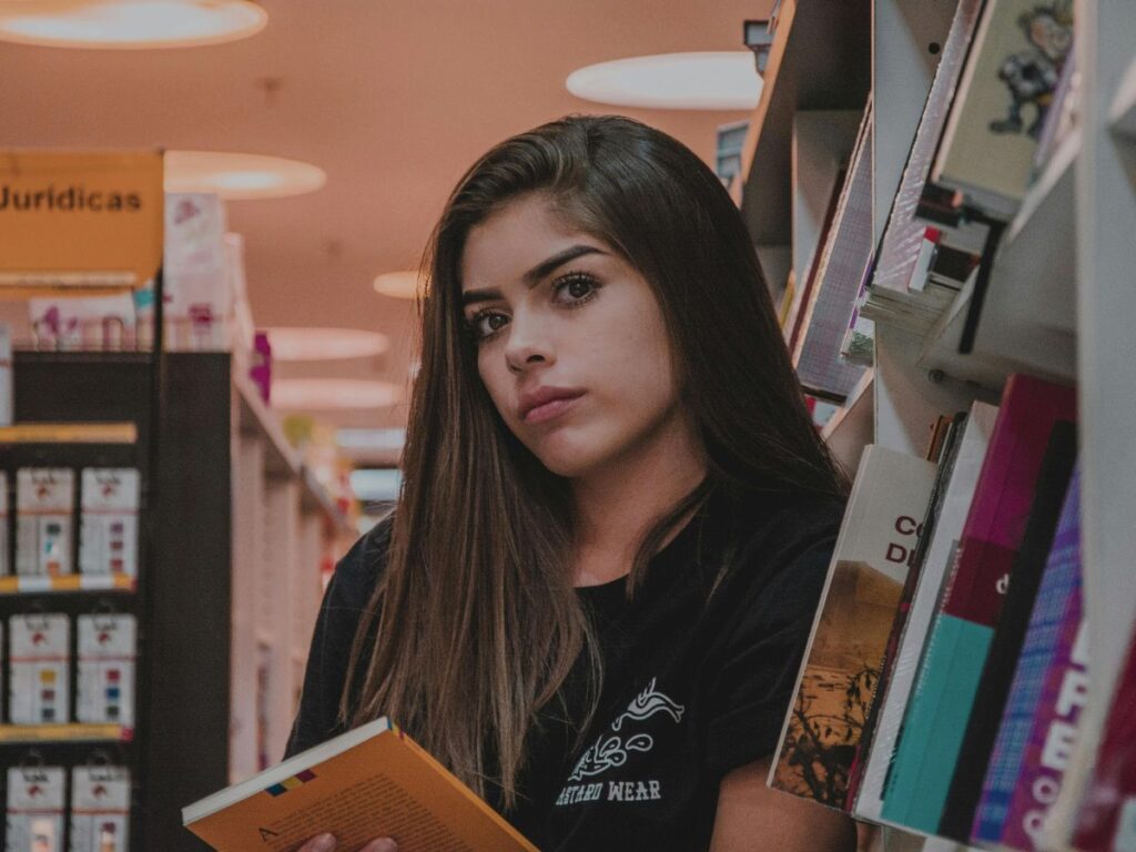 girl in a bookstore