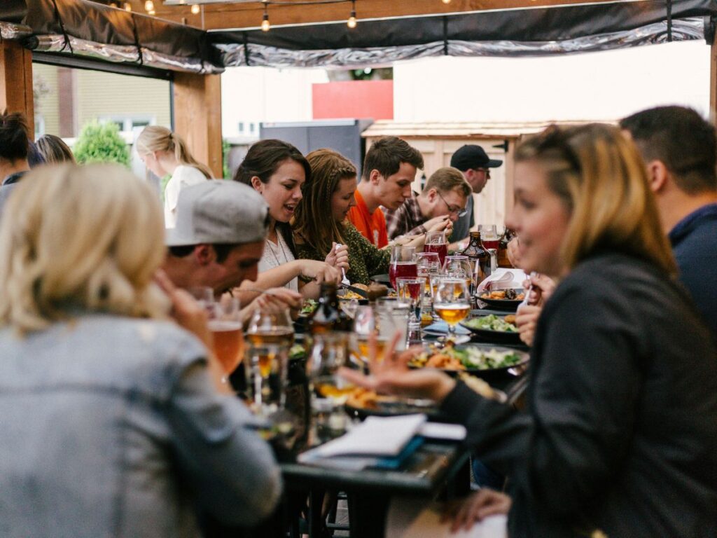 people eating together