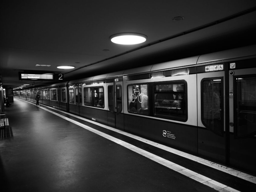 train at a transit station