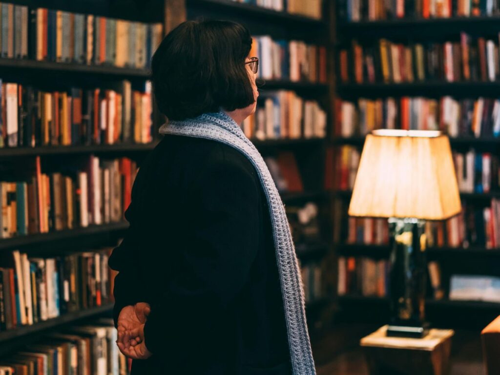 woman in bookstore