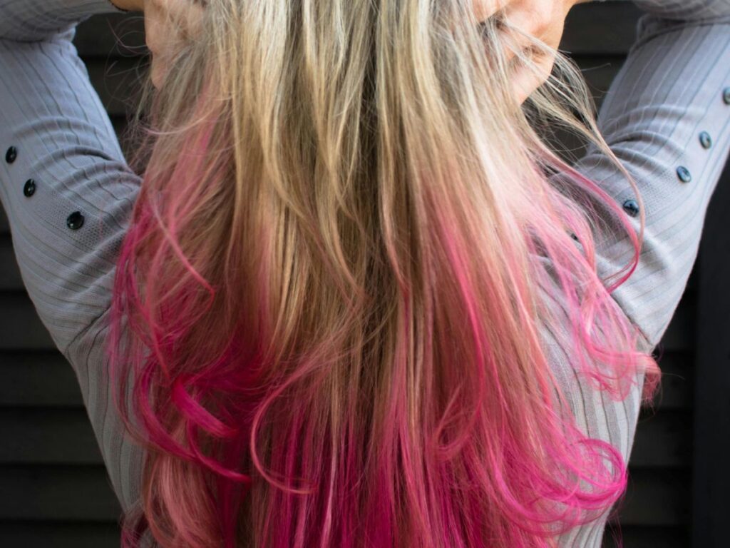 woman showing off her dyed hair