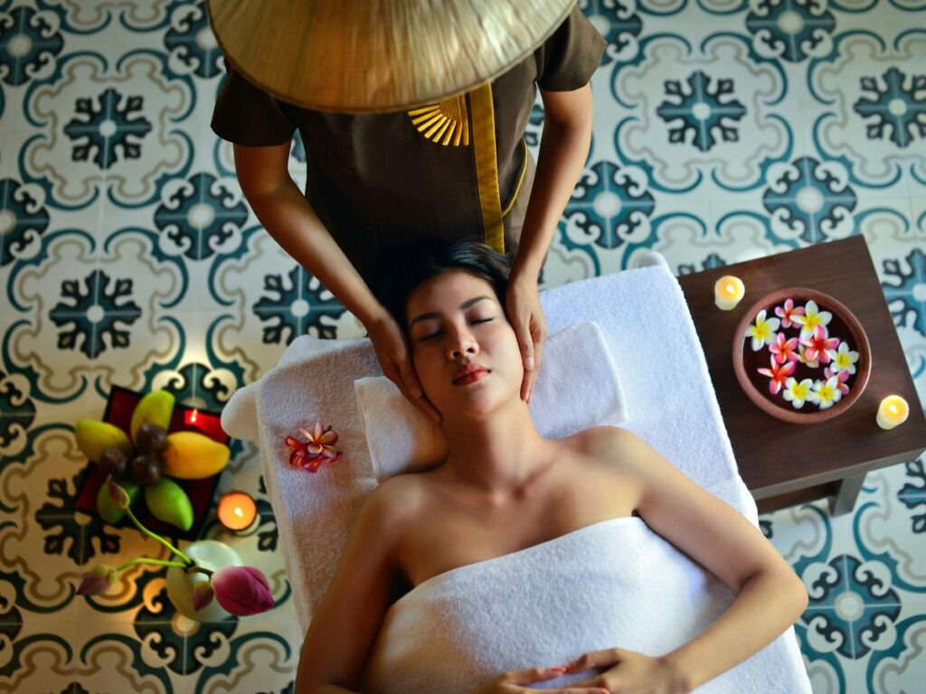woman getting spa treatment