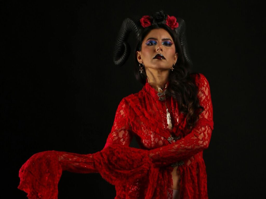 woman dressed up for a theatre perfromance